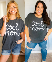 Load image into Gallery viewer, Take A Bow Charcoal &quot;Cool Mom&quot; Embroidery Pop-Up Rib Dolman Top
