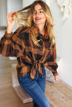 Load image into Gallery viewer, Rock&#39;n Plaid Camel &amp; Charcoal Button Down Oversized Shirt
