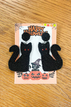 Load image into Gallery viewer, Black Cat Beaded Halloween Earings
