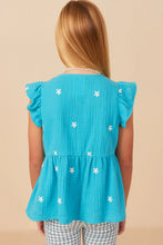 Load image into Gallery viewer, Floral Embroidered Ruffle Top
