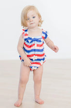 Load image into Gallery viewer, July Vibes Ruffle Cross Back Romper
