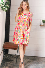 Load image into Gallery viewer, Coral Floral Babydoll Fit and Flare Dress
