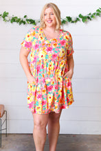 Load image into Gallery viewer, Coral Floral Babydoll Fit and Flare Dress
