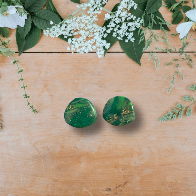 Faux Emerald Stone Polymer Clay Earring