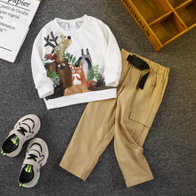 Load image into Gallery viewer, Animal Friends Sweatshirt and Belted Pants Set
