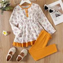 Load image into Gallery viewer, Floral Print Long-sleeve Blouse and Leggings Set
