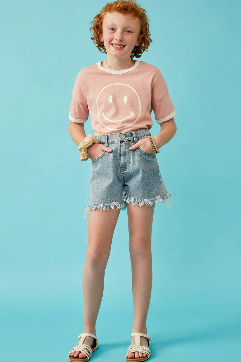 Girls Distressed Fray Detail Shorts