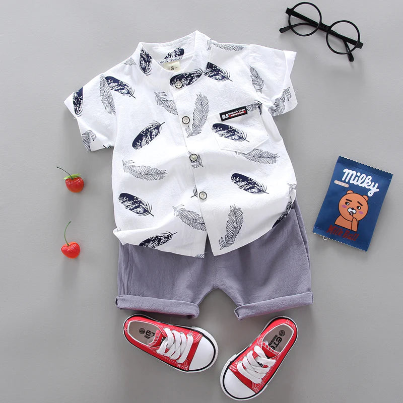 Leaf Print Button Down and Pants Set