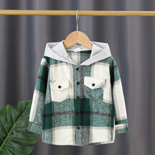 Load image into Gallery viewer, Plaid Hooded Button-Down Jacket
