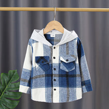 Load image into Gallery viewer, Plaid Hooded Button-Down Jacket
