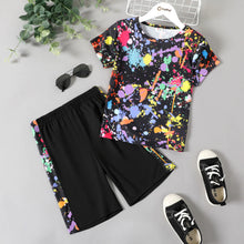 Load image into Gallery viewer, Splatter Paint Tee and Elasticized Shorts Set
