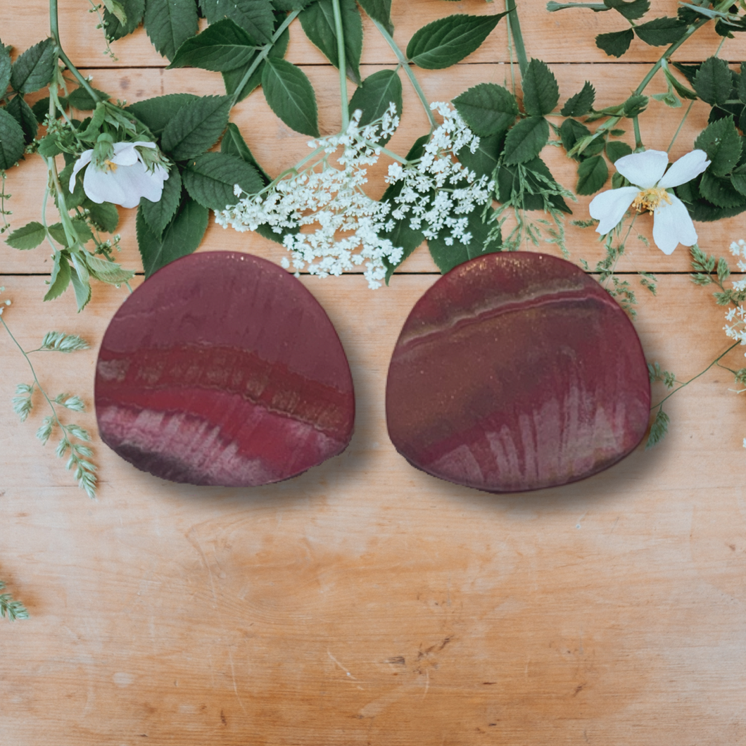 Red Marbled Polymer Clay Earring